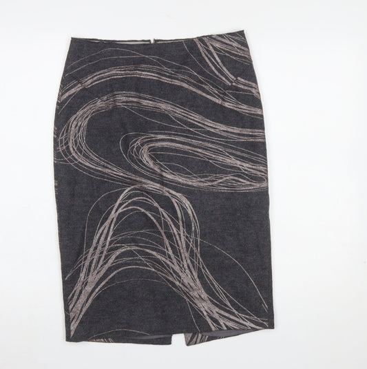 Jigsaw Women Grey Wool Pencil Skirt UK 10 Lined Workwear
