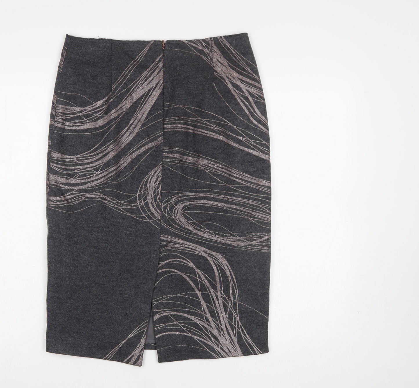 Jigsaw Women Grey Wool Pencil Skirt UK 10 Lined Workwear