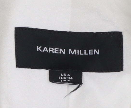 Karen Millen Women's White Sleeveless Double-Breasted Suit Waistcoat UK 6