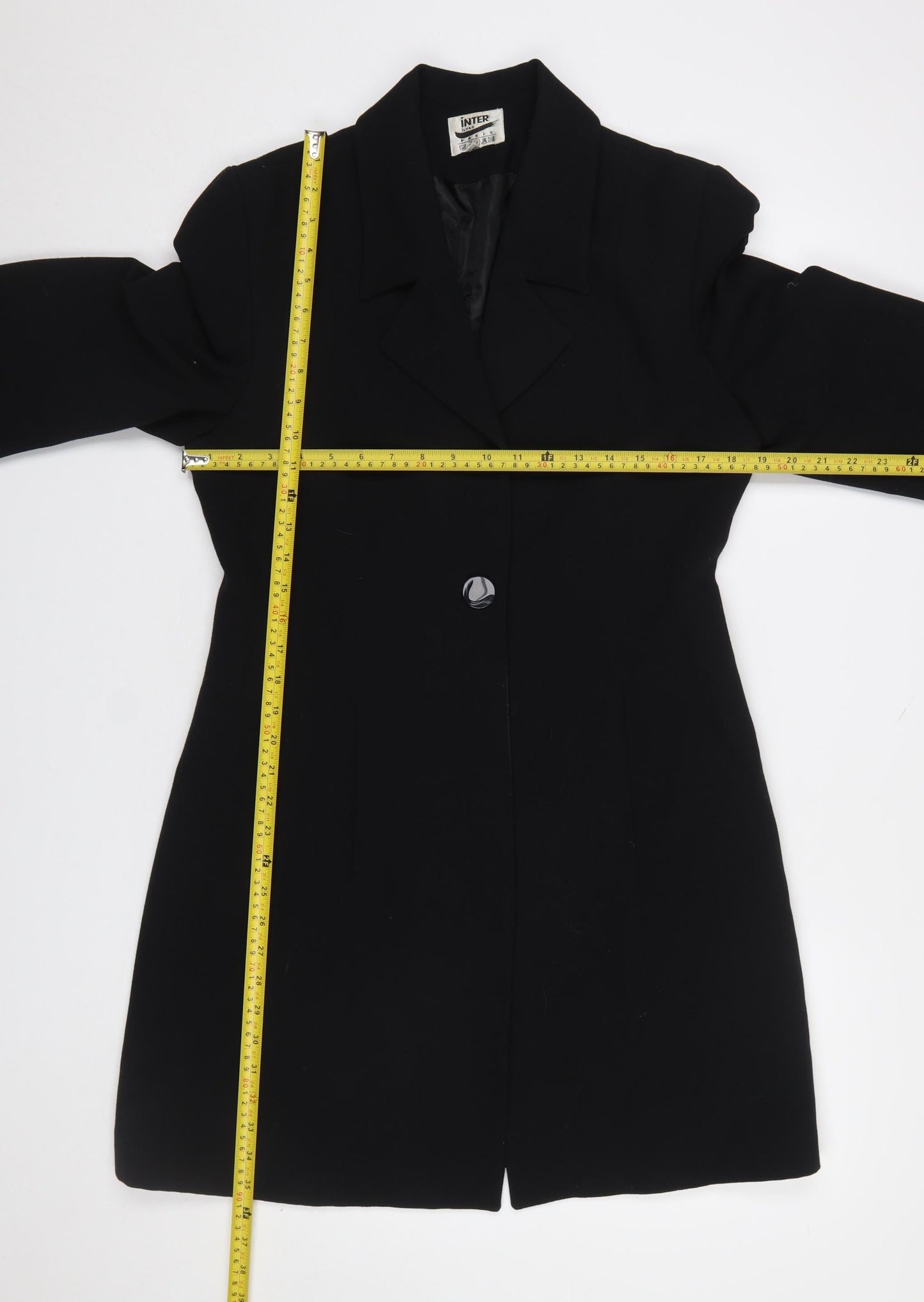 Inter Ilyas Paris Women's Black Wool Long Overcoat Size 14