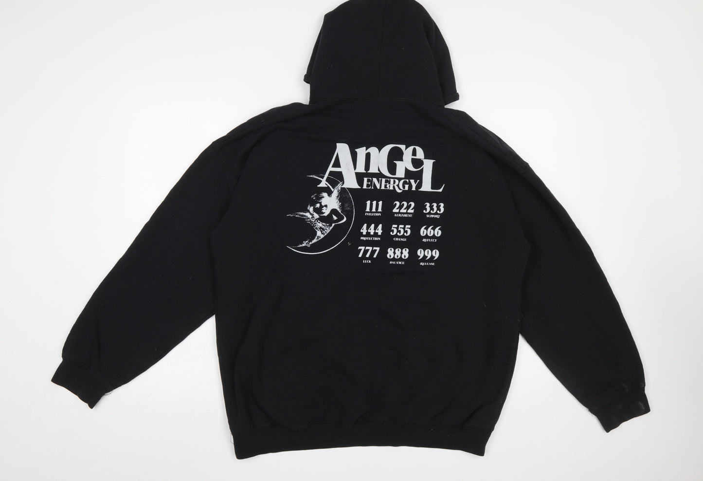 PrettyLittleThing Women's Black Angel Energy Pullover Hoodie Size L