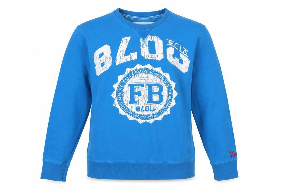 Felix Blow Blue Crew Neck Pullover Sweatshirt Women Medium Cotton Casual