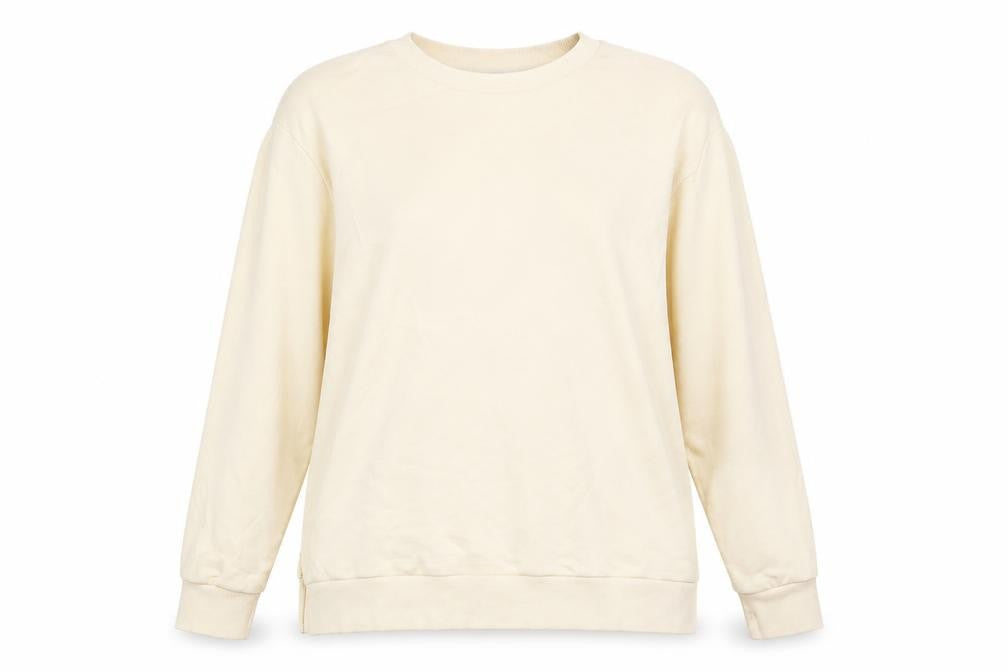 Bossini Women Beige Crew Neck Pullover Sweatshirt XL Cotton Casual