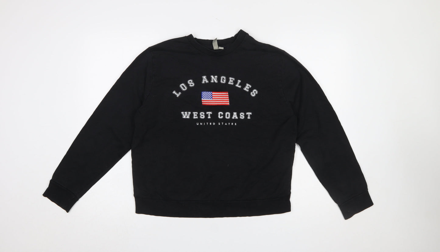 ASOS Women Black Los Angeles West Coast Cotton Sweatshirt UK 10