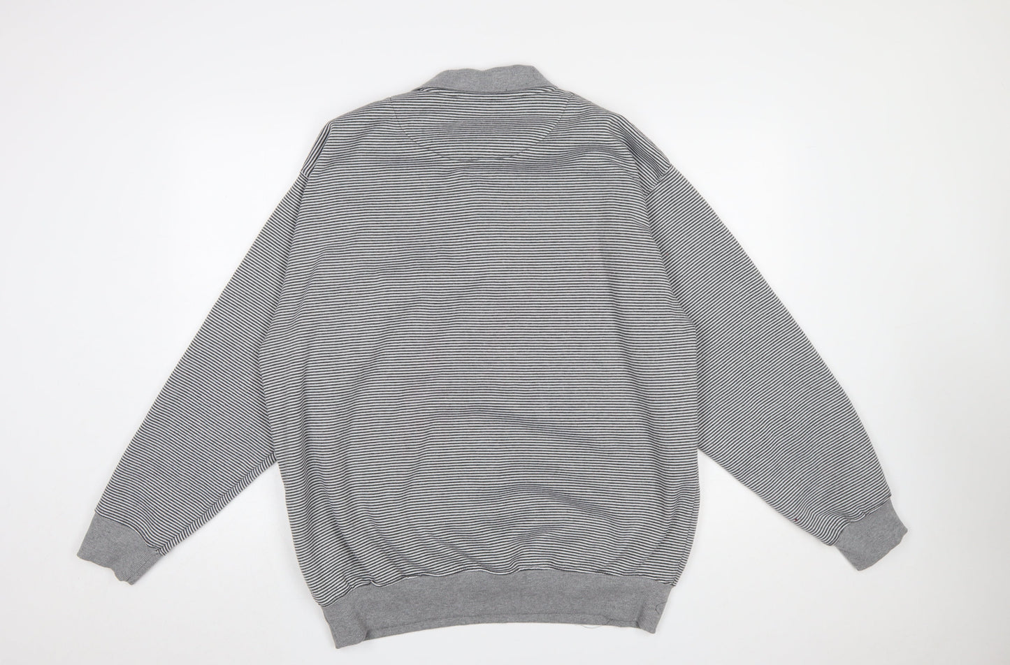 J.J. Willis Men’s Grey Striped Collared Henley Sweatshirt 2XL