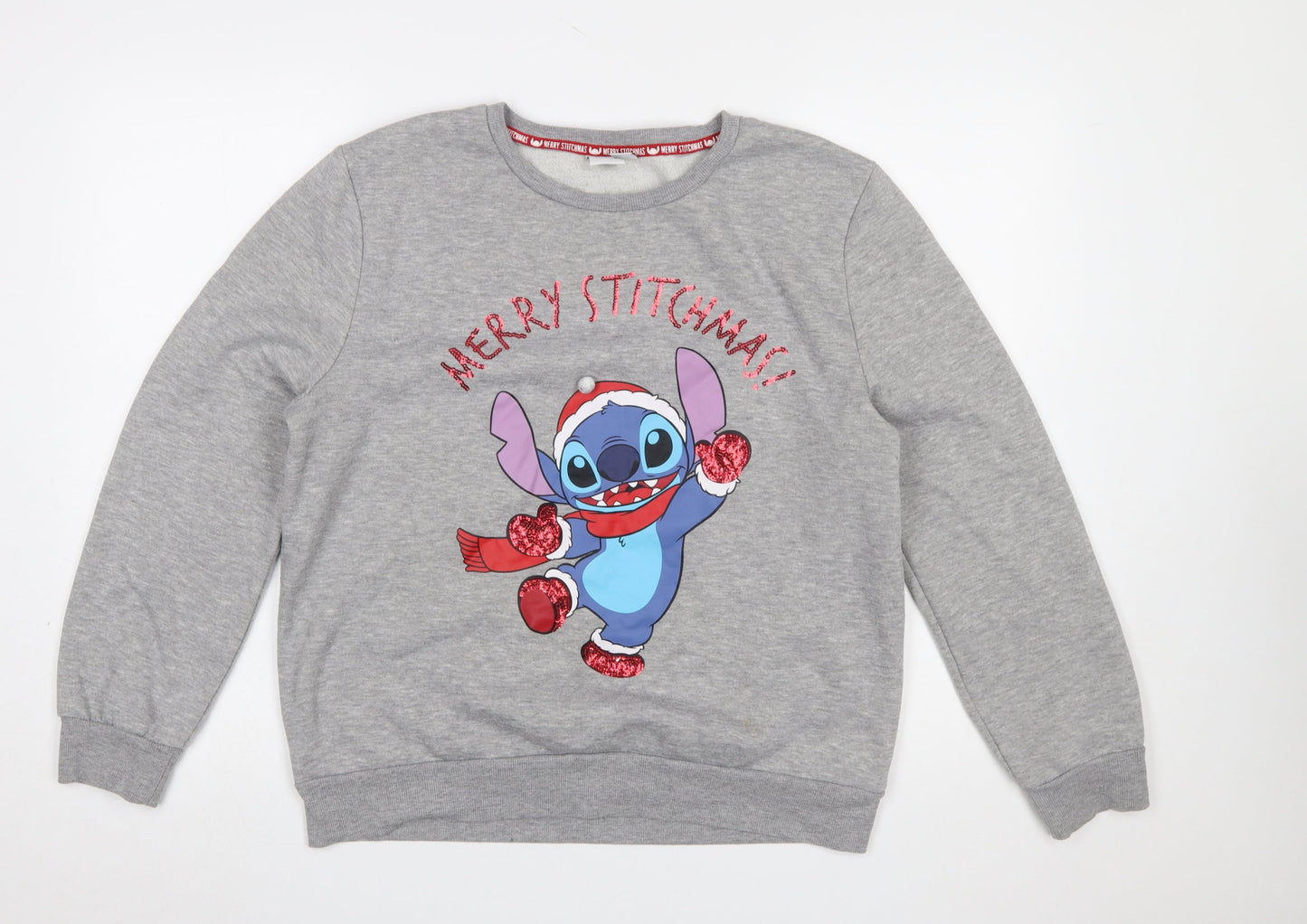 Disney Primark Women's Grey Stitch Christmas Sweatshirt Size M 12/14