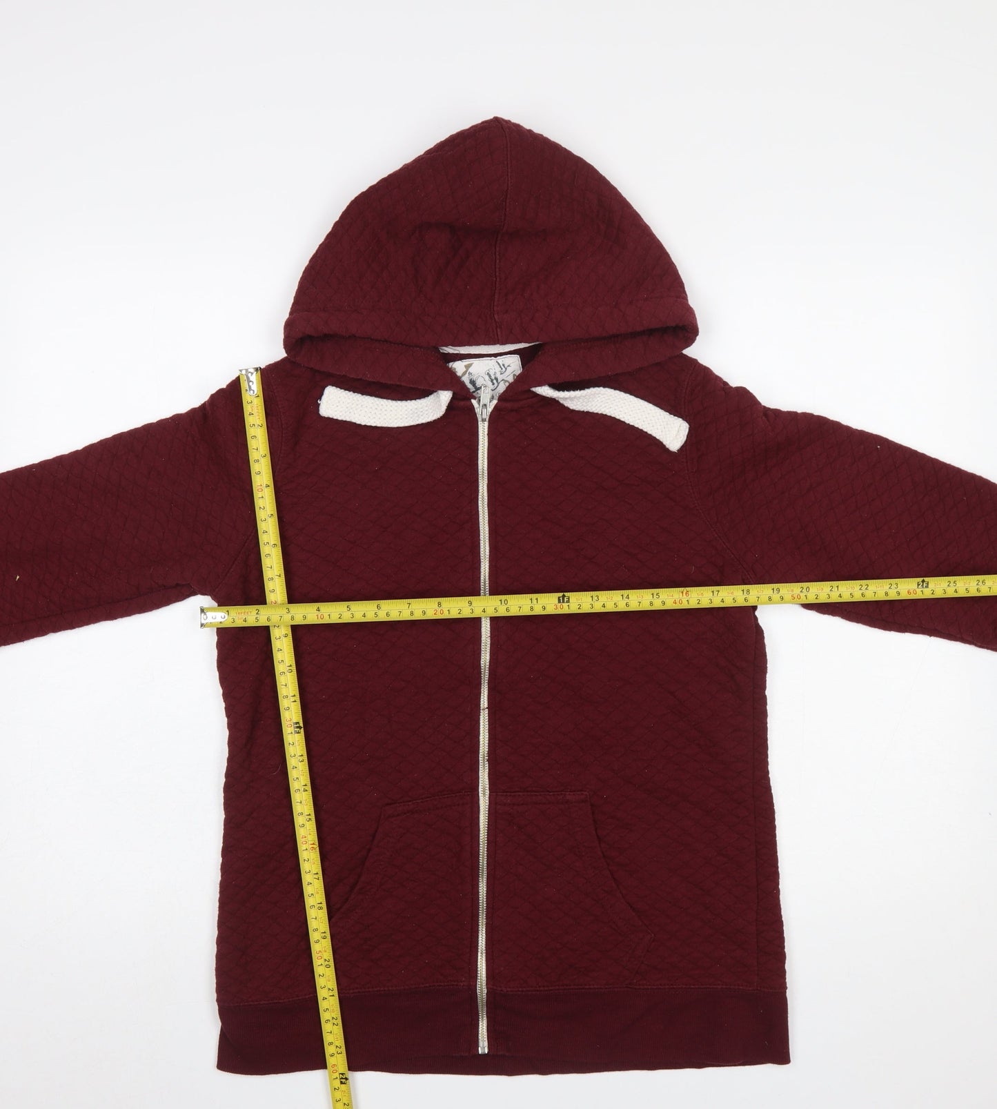 New Look Hudson & Rose Women's Burgundy Quilted Full Zip Hoodie Size 14