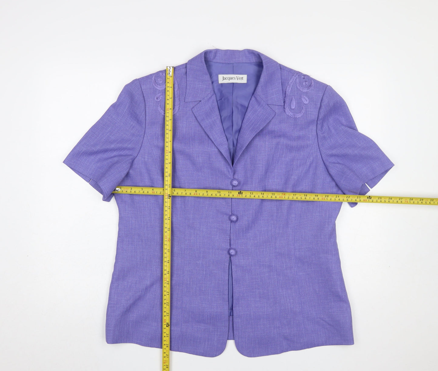 Jacques Vert Women's Purple Size 18 Short Sleeve Suit Jacket