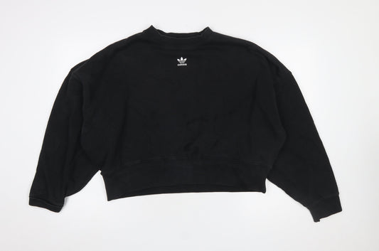 Adidas Women Black Crew Neck Pullover Sweatshirt UK 12