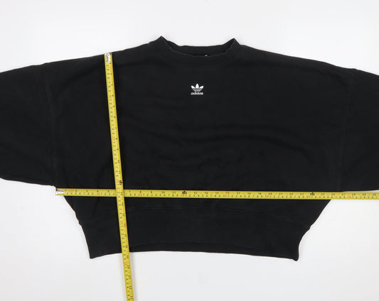 Adidas Women Black Crew Neck Pullover Sweatshirt UK 12