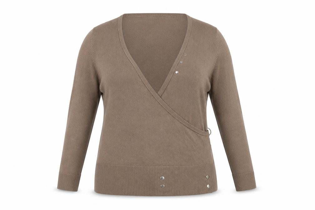 Marks and Spencer Women Brown Wrap Jumper Size 16 V-Neck Knit