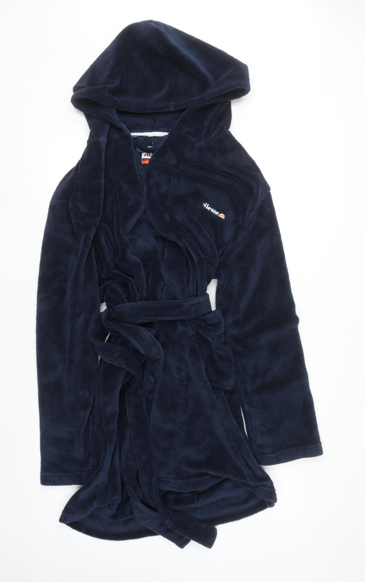Ellesse Men's Blue Fleece Hooded Robe L Lightweight Polyester