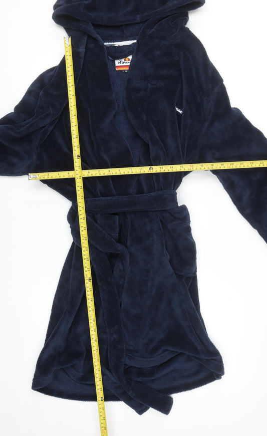 Ellesse Men's Blue Fleece Hooded Robe L Lightweight Polyester