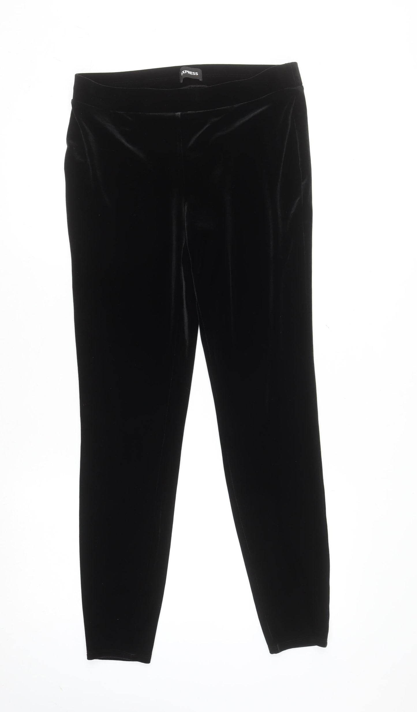 Express Women’s Black Velvet Mid Rise Stretch Ankle Leggings Size S