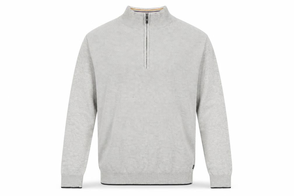 House of Cavani Men's Grey Cotton Half Zip Jumper Size M