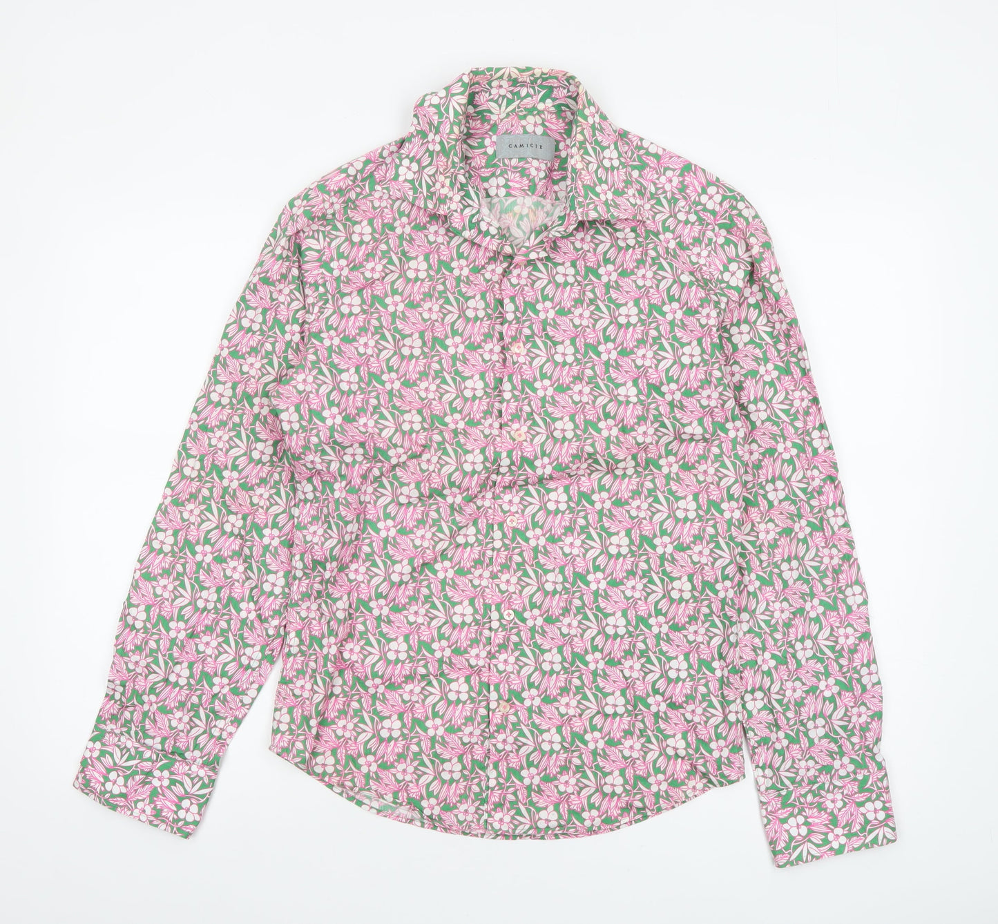 Camicie Women's Multicoloured Floral Cotton Long Sleeve Button-Up Shirt S