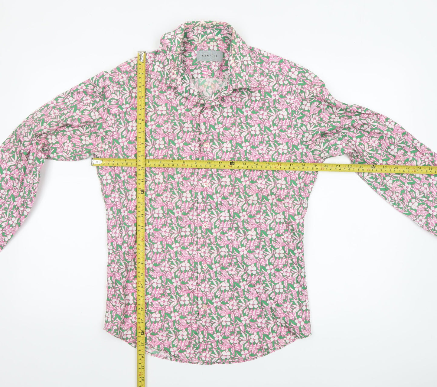 Camicie Women's Multicoloured Floral Cotton Long Sleeve Button-Up Shirt S