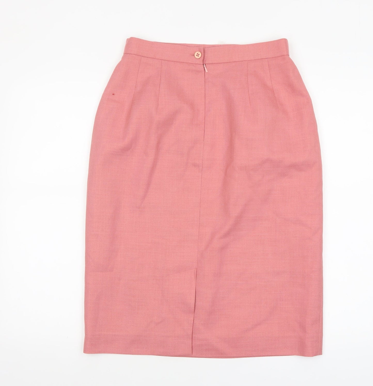 Viyella Women's Pink Wool Pencil Skirt UK 12 Vintage Lined