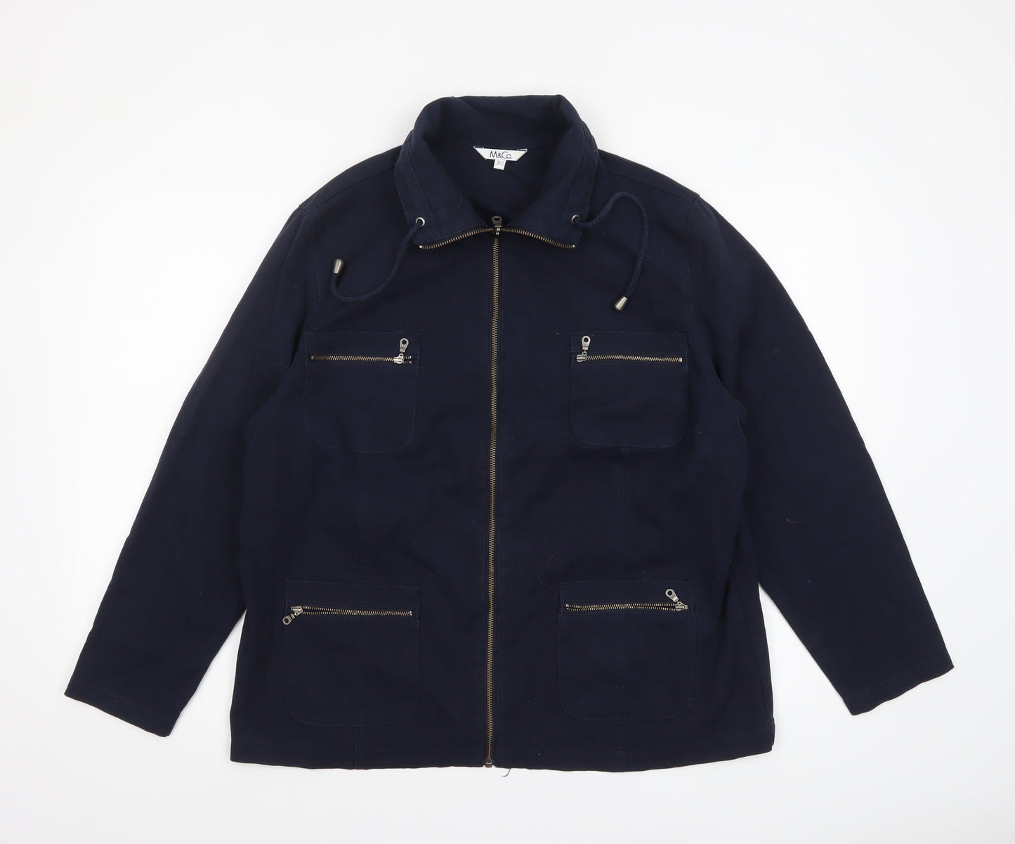Marks & Spencer Women Navy Cotton Zip Jacket Size 18/20 Casual