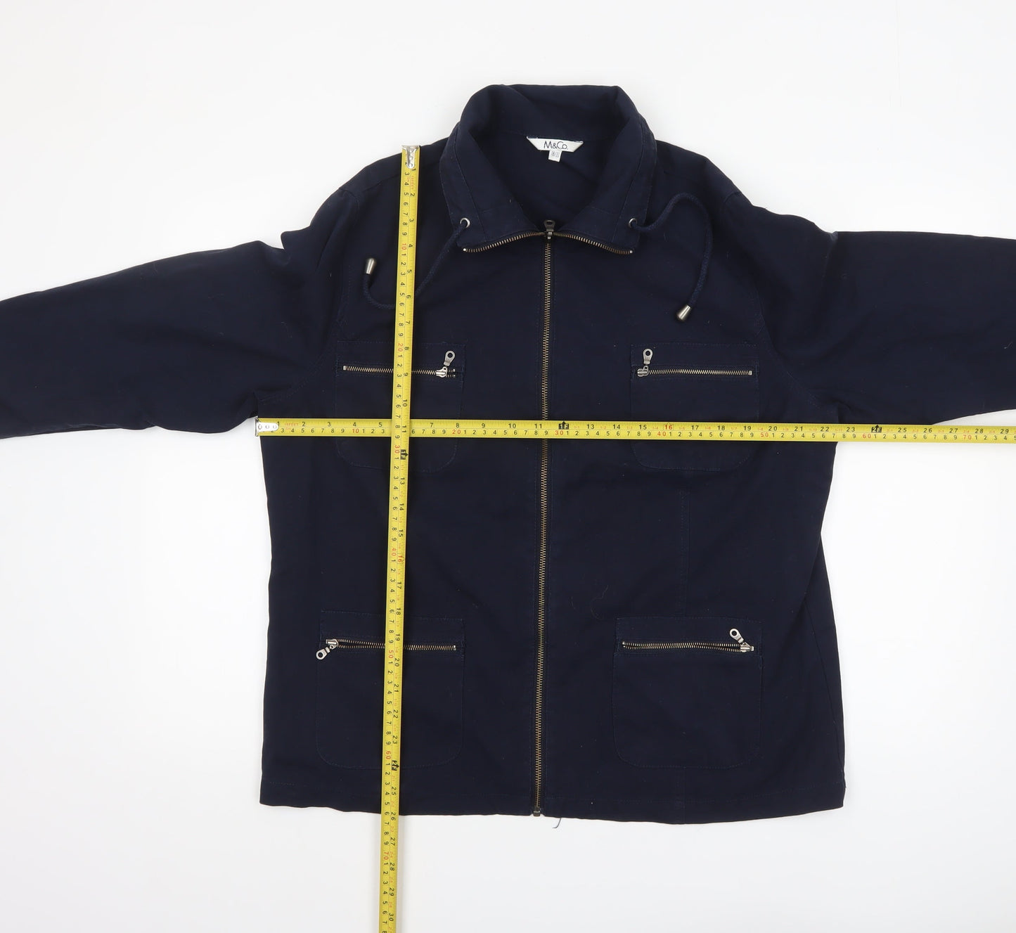 Marks & Spencer Women Navy Cotton Zip Jacket Size 18/20 Casual