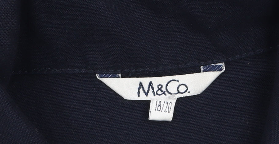 Marks & Spencer Women Navy Cotton Zip Jacket Size 18/20 Casual
