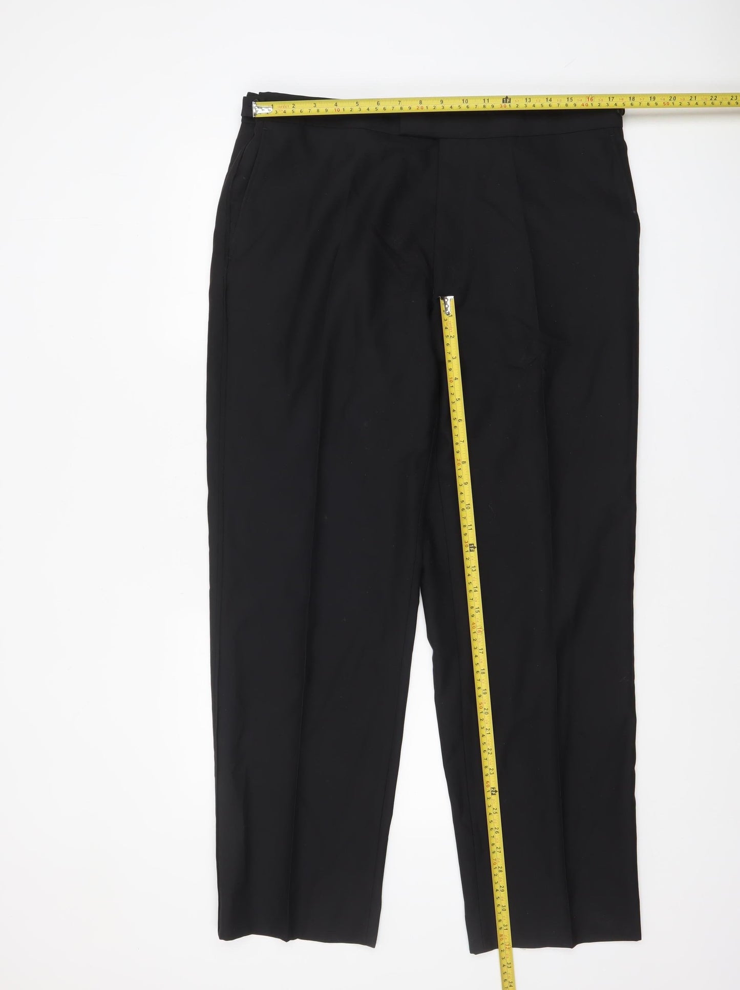 Marks and Spencer Men Black Wool Silk Dress Pants 32W 31L Classic Fit