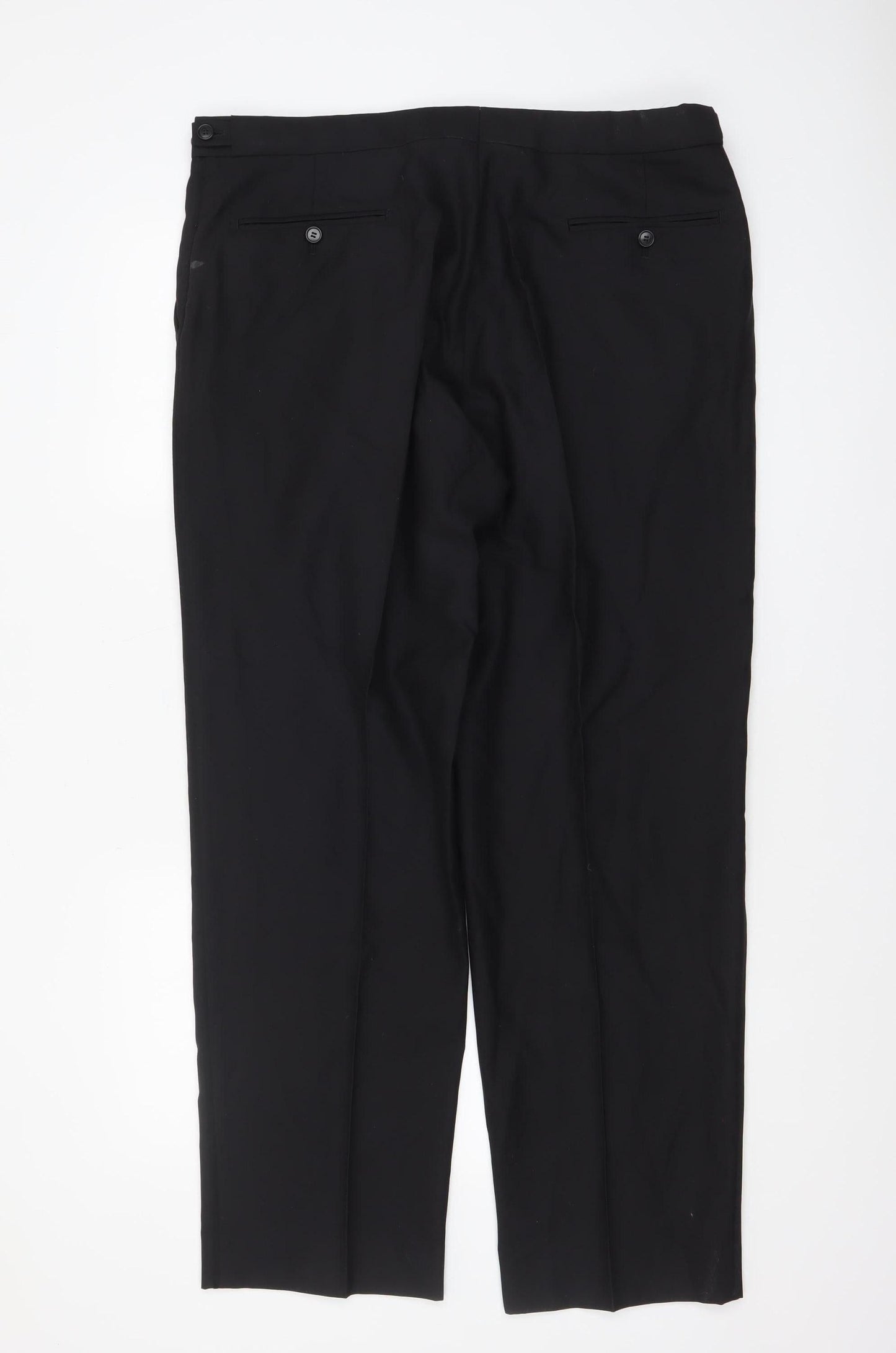 Marks and Spencer Men Black Wool Silk Dress Pants 32W 31L Classic Fit