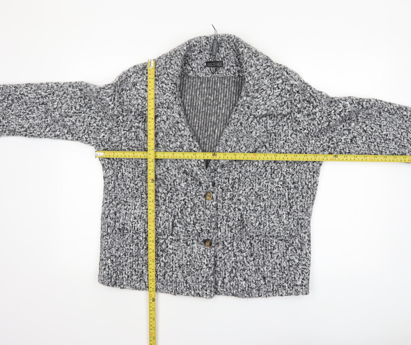 Luca Vanucci Women’s Grey Textured Blazer Jacket Size L