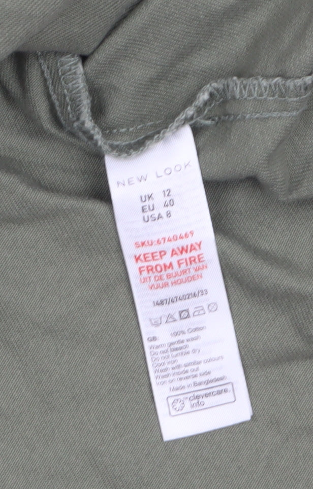 New Look Womens Green Size 12 Military Cotton Jacket