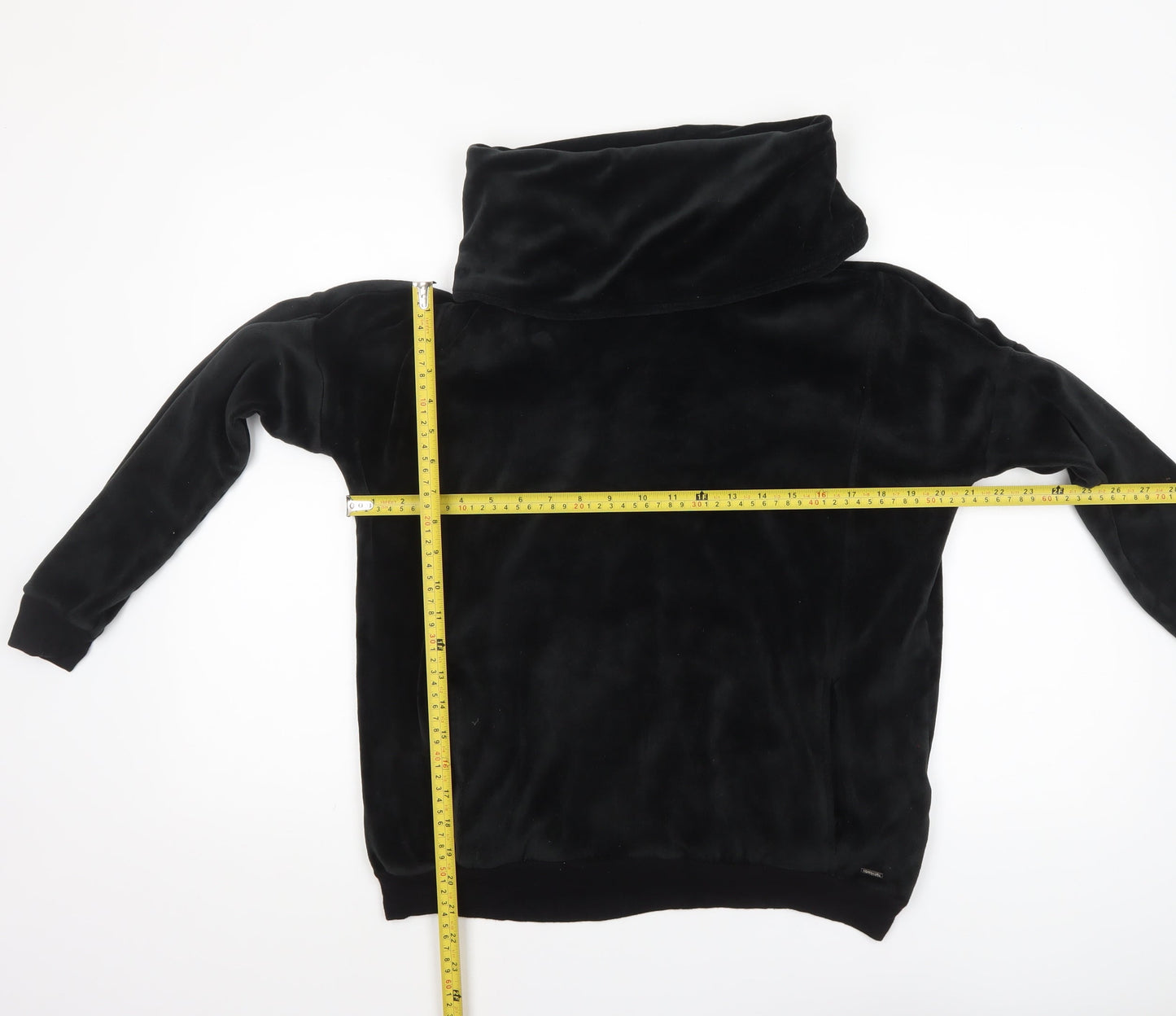 Marks and Spencer Womens Black Cowl Neck Velour Pullover Sweatshirt Size 12