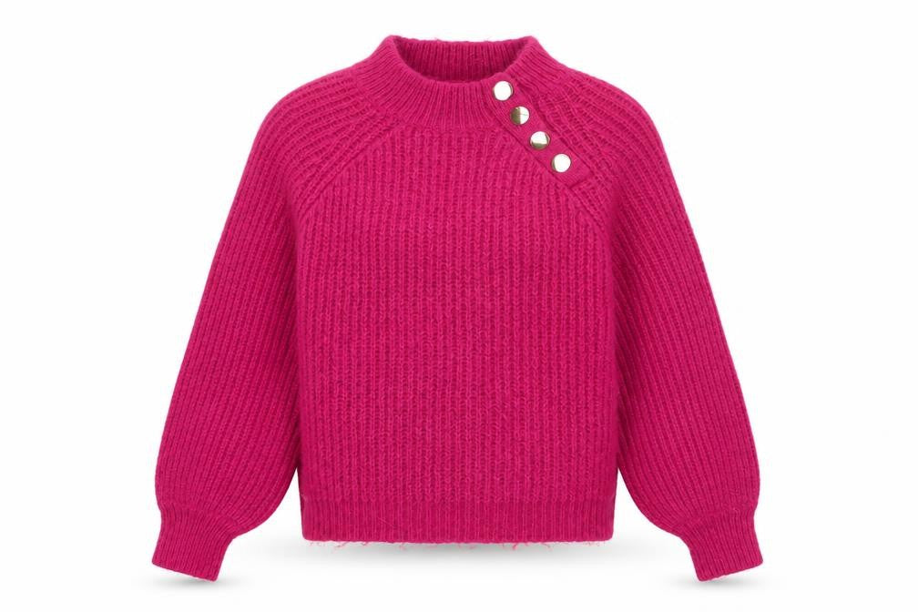 Sonder Studio Women’s Pink Chunky Knit Mock Neck Jumper Size 14