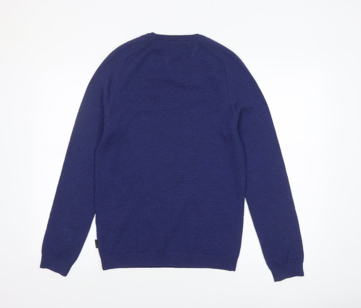 Ted Baker Men Blue Wool Blend Crew Neck Pullover Jumper Size S