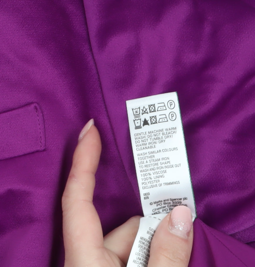 Marks and Spencer Women Purple Viscose Single-Breasted Blazer Size 24