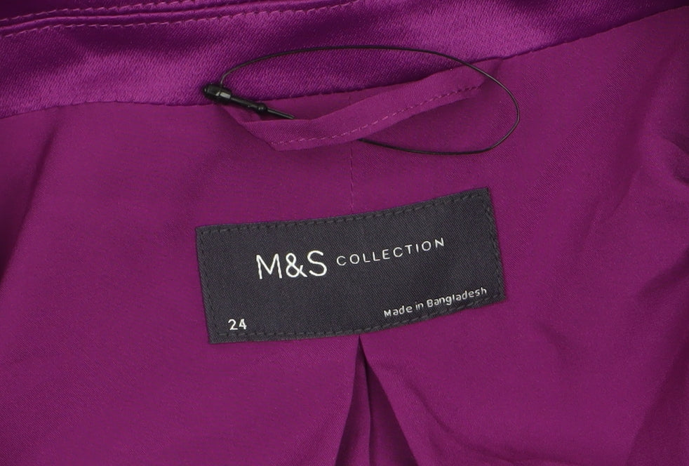 Marks and Spencer Women Purple Viscose Single-Breasted Blazer Size 24