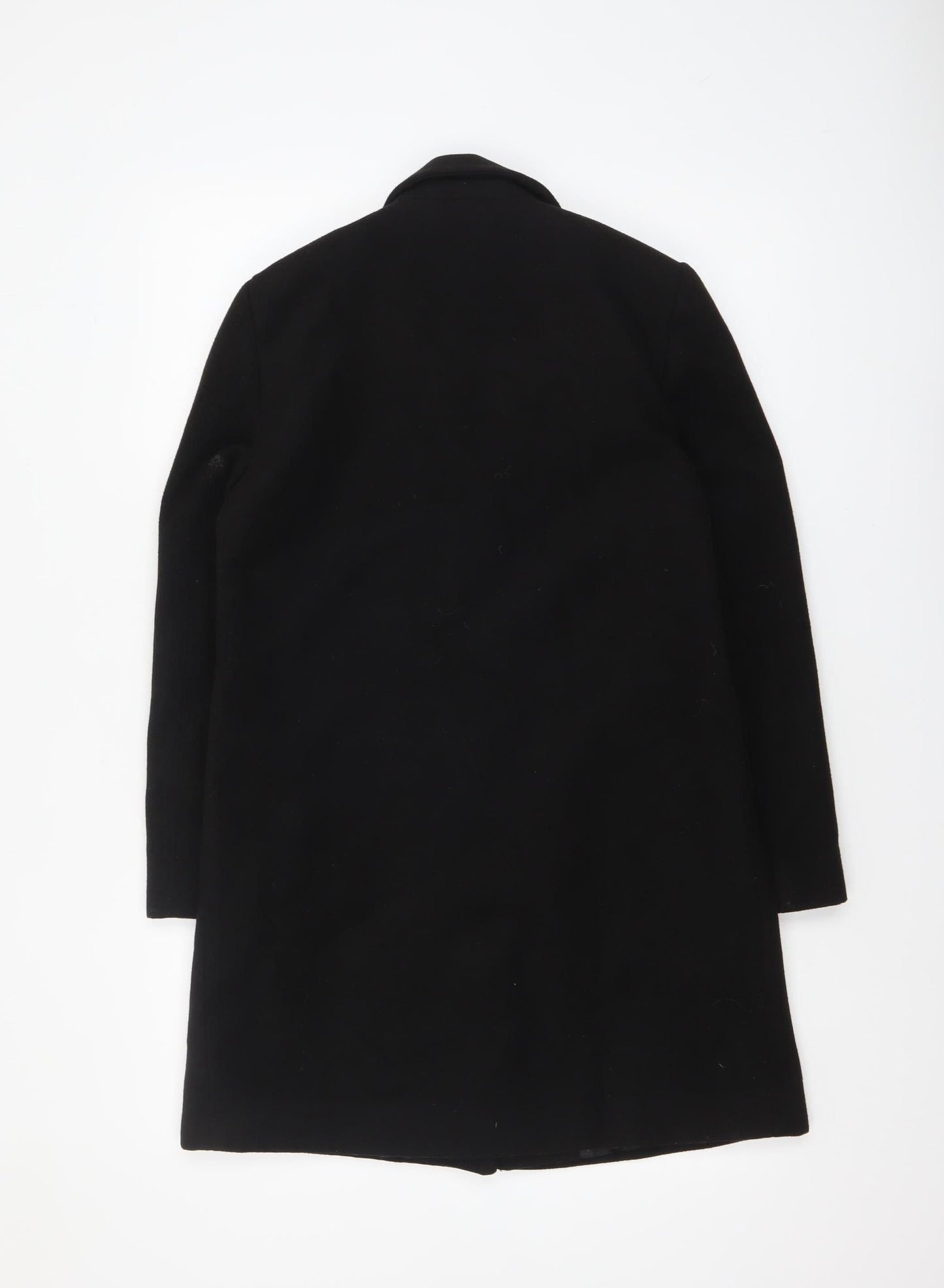 Topshop Women's Black Wool-Blend Mid-Length Coat Size 6