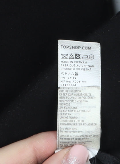 Topshop Women's Black Wool-Blend Mid-Length Coat Size 6