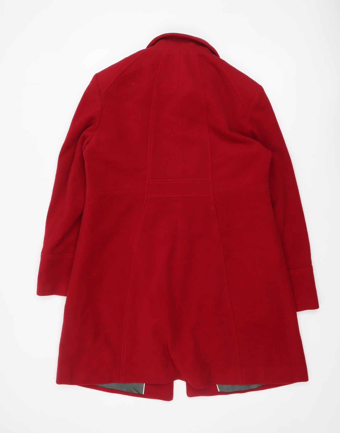 John Lewis Women Red Wool Blend Mid-Length Overcoat Size 14