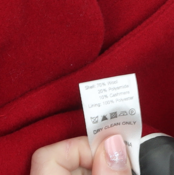 John Lewis Women Red Wool Blend Mid-Length Overcoat Size 14