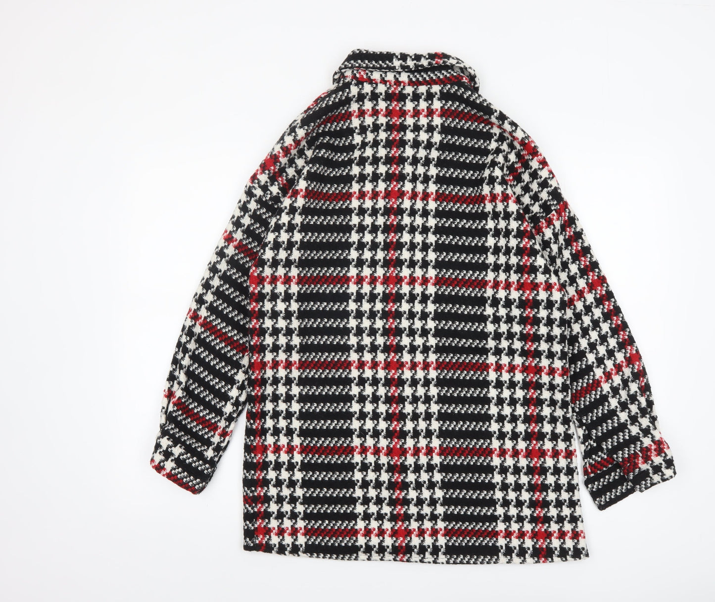 White Icy Women's Black Red Check Tweed Shacket Size S