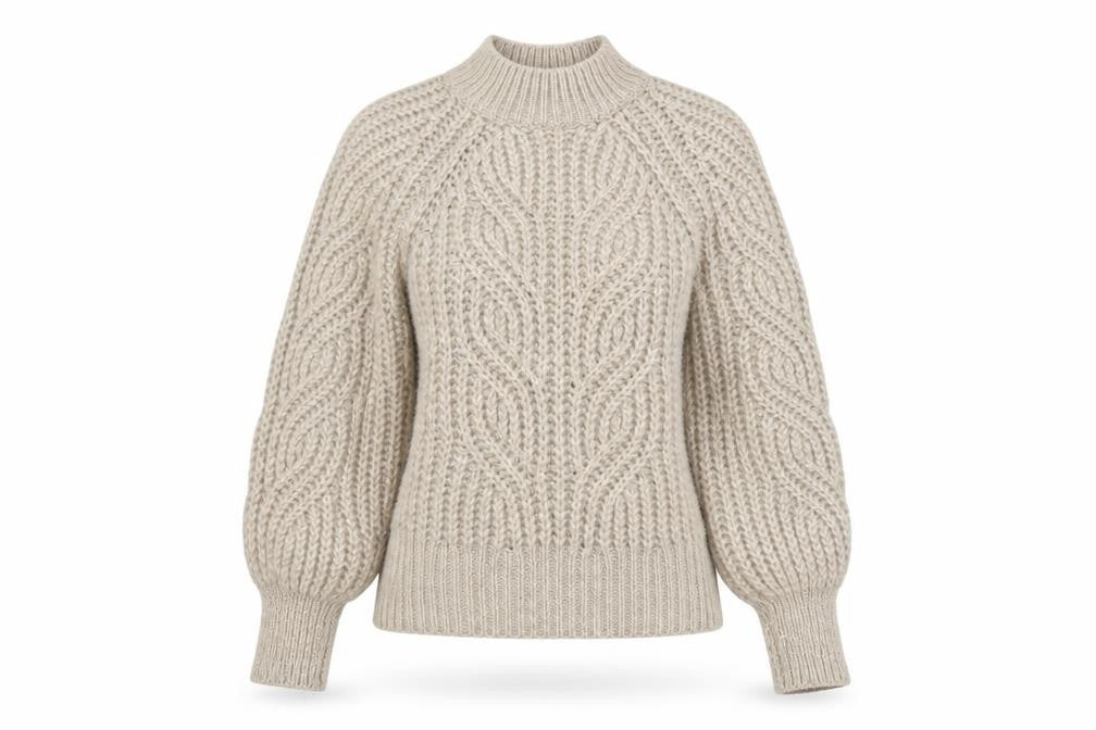 ONLY Womens Beige Chunky Cable-Knit High Neck Jumper XS