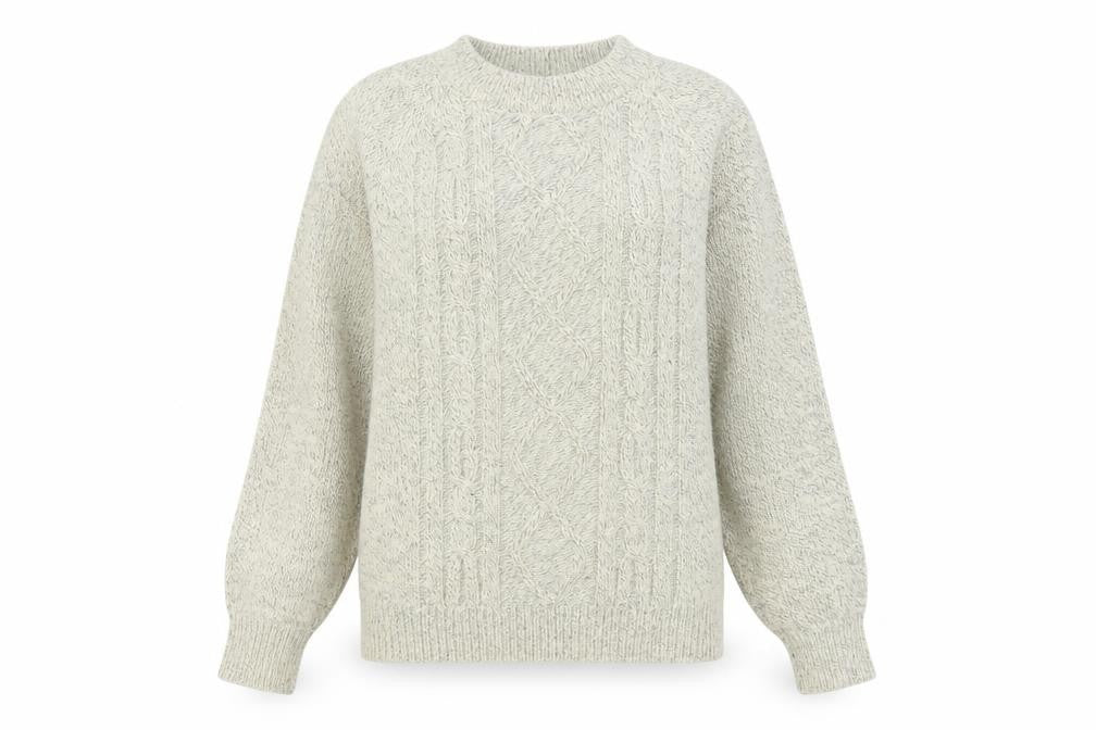Damart Women's Grey Cable-Knit Crew Neck Pullover Jumper XS