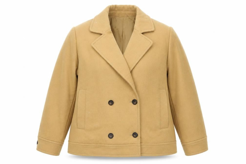 Marks & Spencer Womens Beige Wool Pea Coat Size 18