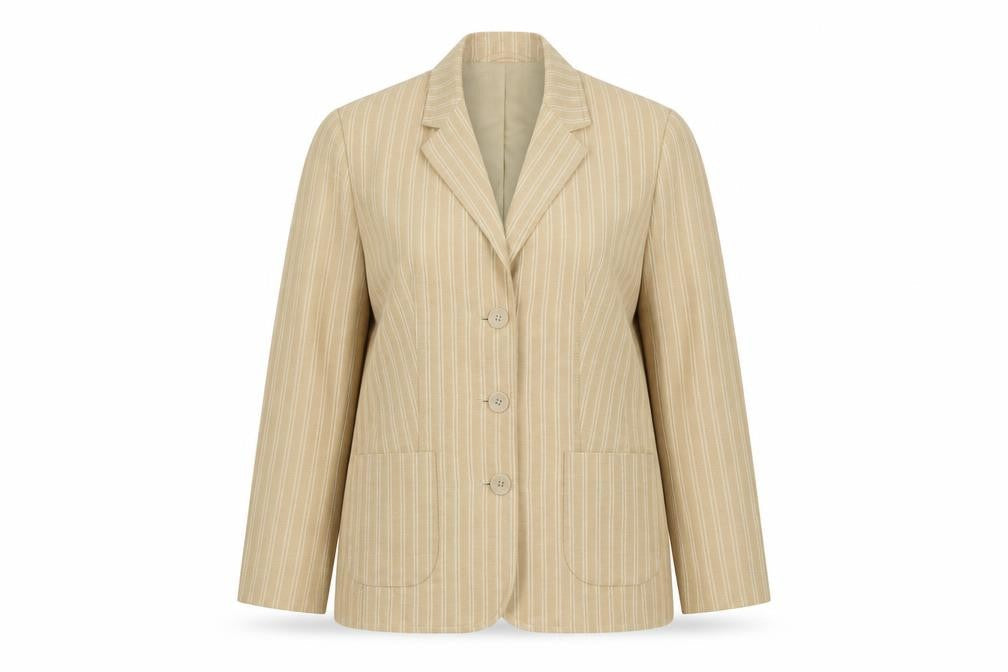 Marks and Spencer Per Una Women’s Beige Linen Blend Pinstripe Blazer Size 10