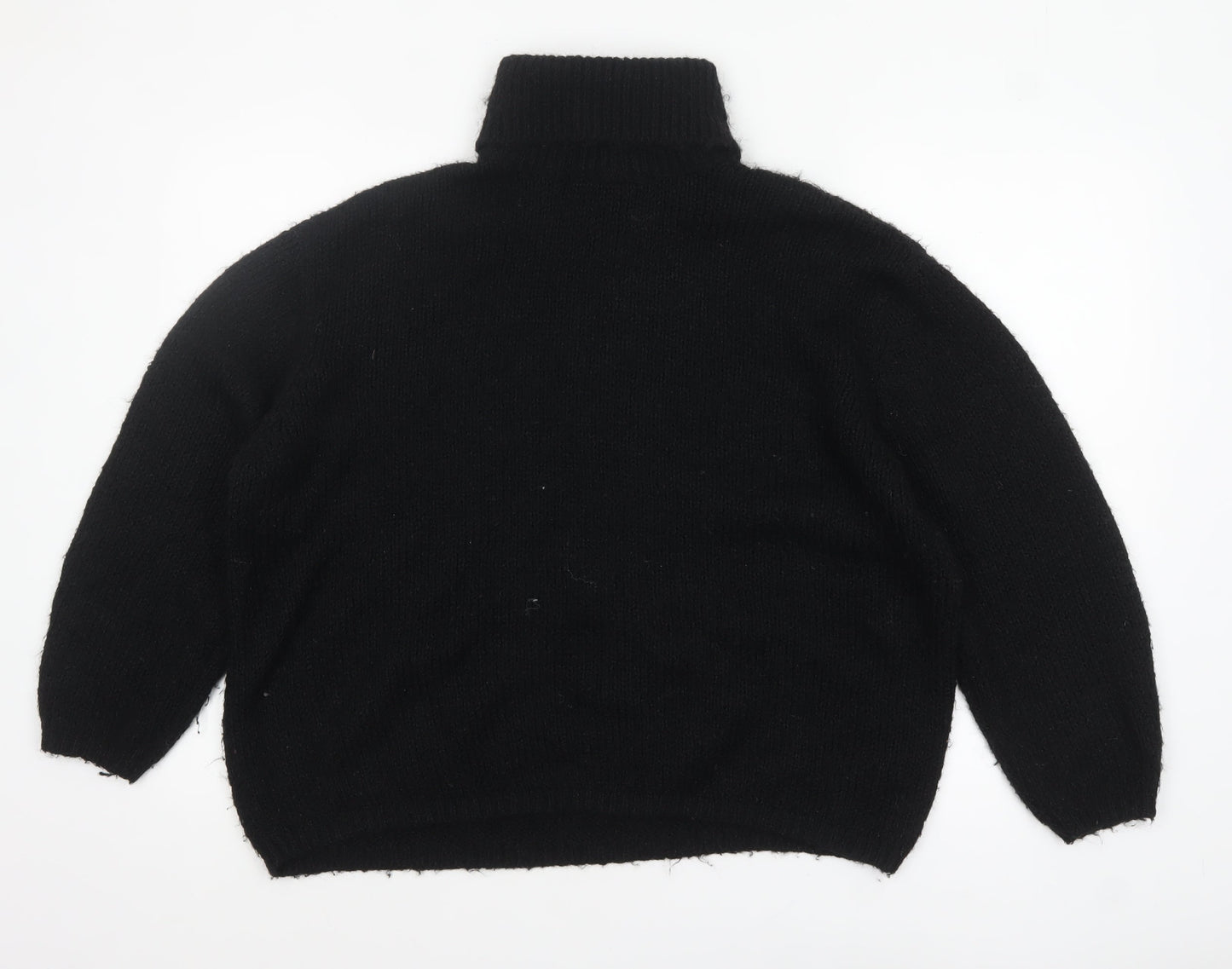 ASOS DESIGN Women's Black Roll Neck Chunky-Knit Jumper Size S