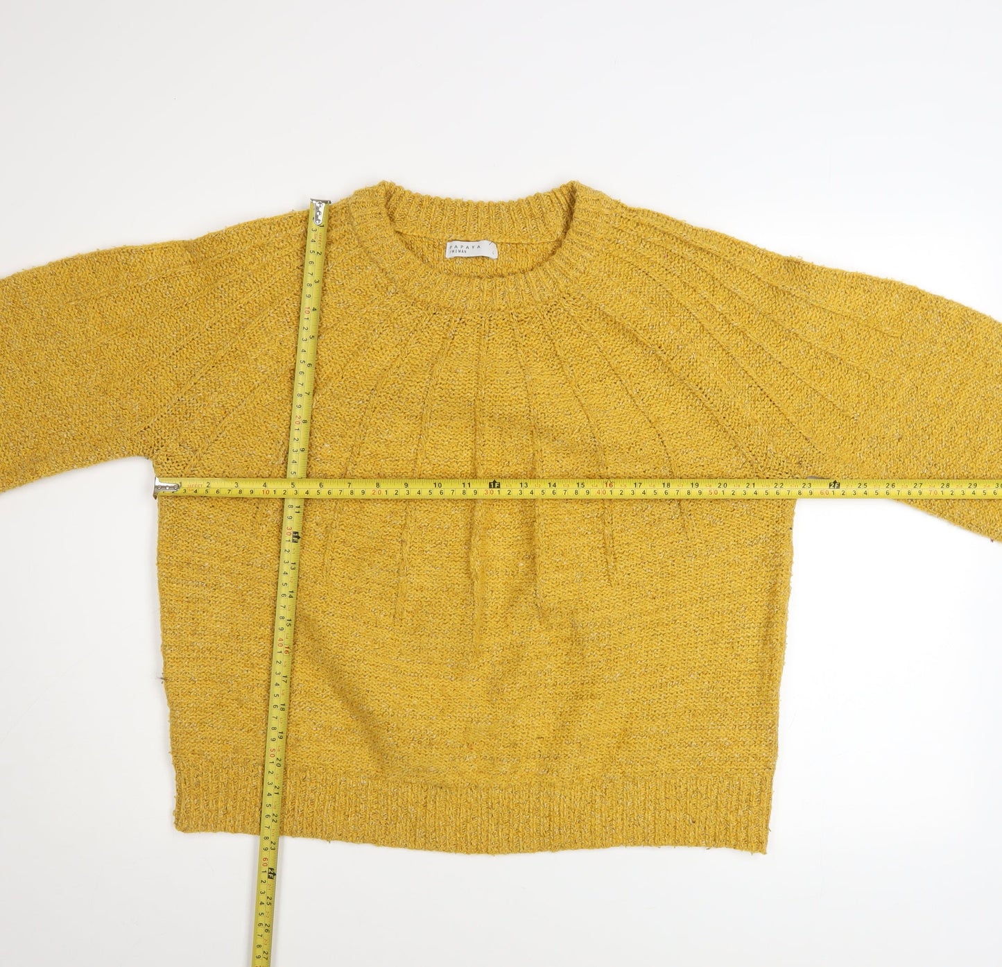 Papaya Women’s Yellow Chunky Knit Pullover Jumper Size L