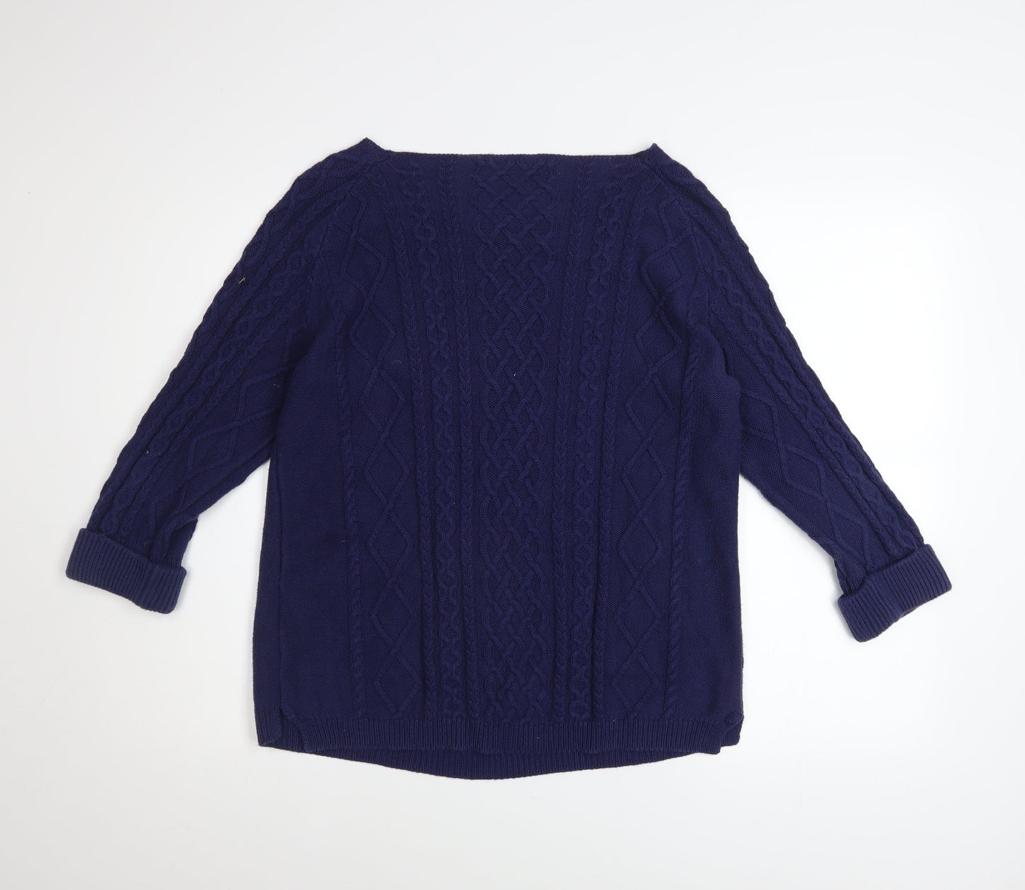 TRU Collection Women's Blue Cotton Cable-Knit Jumper Size L
