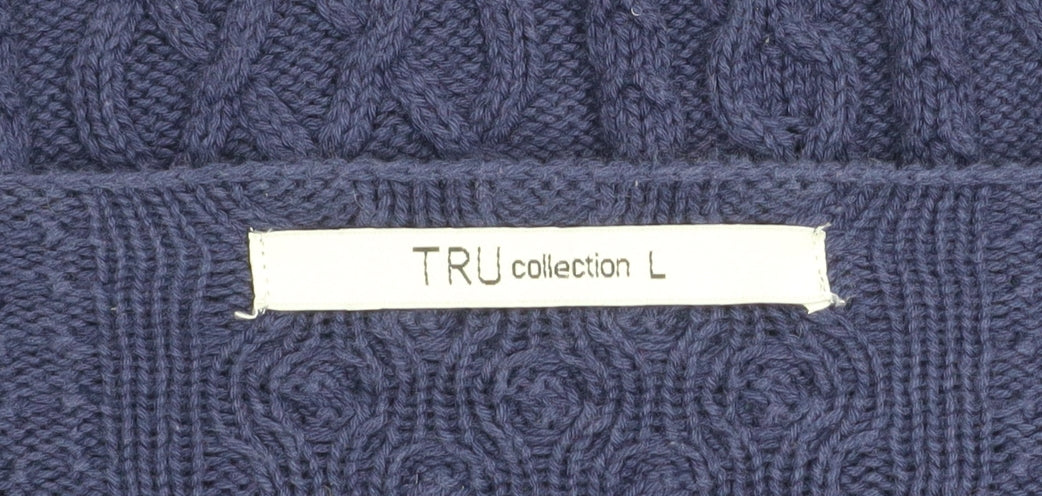 TRU Collection Women's Blue Cotton Cable-Knit Jumper Size L