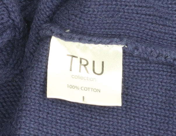 TRU Collection Women's Blue Cotton Cable-Knit Jumper Size L