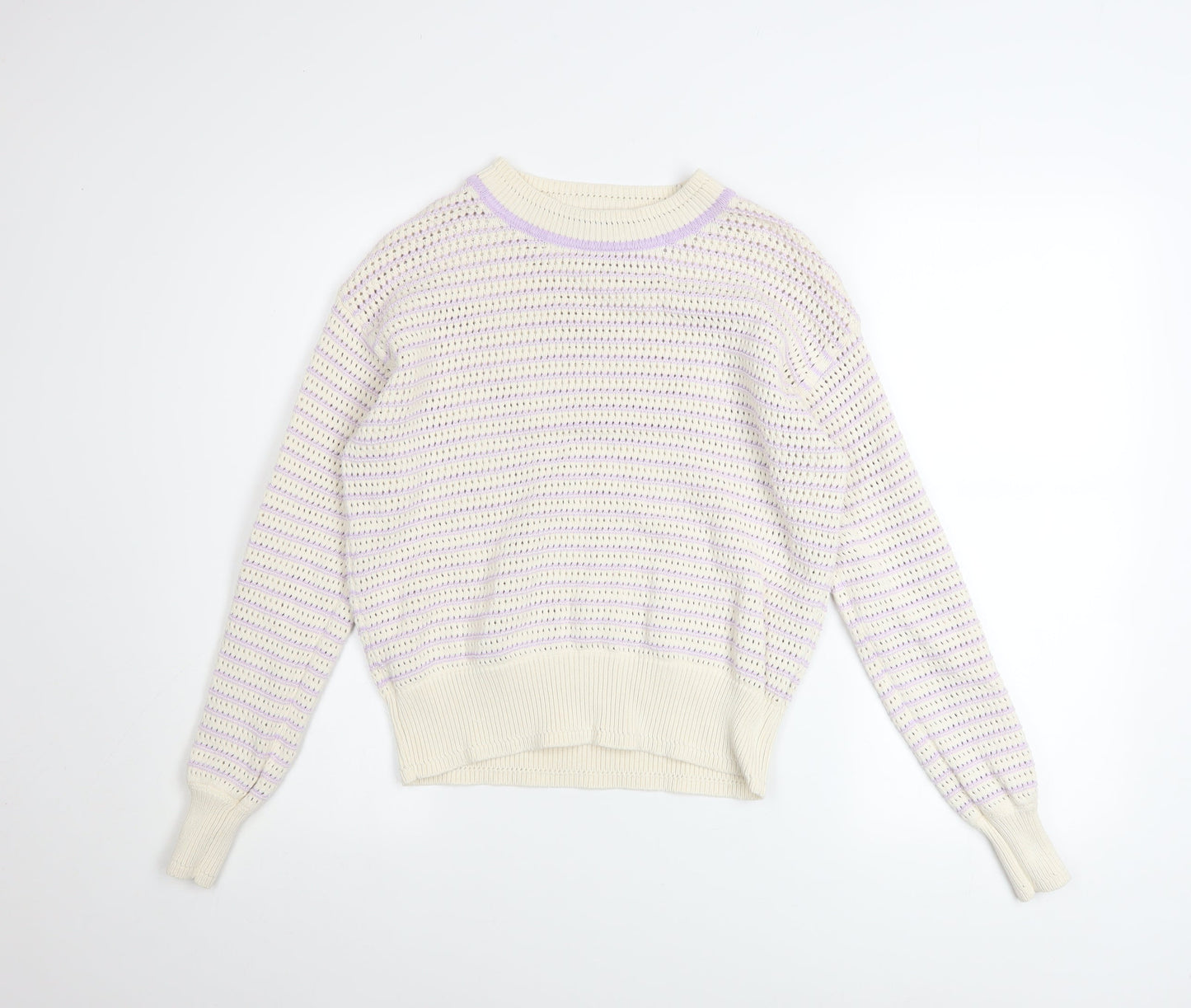 Marks and Spencer Women’s Ivory Knit Striped Pullover Jumper Size S