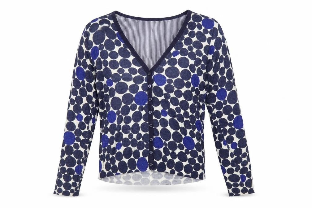 ESPRIT Women’s Blue Polka Dot V-Neck Cardigan Size S